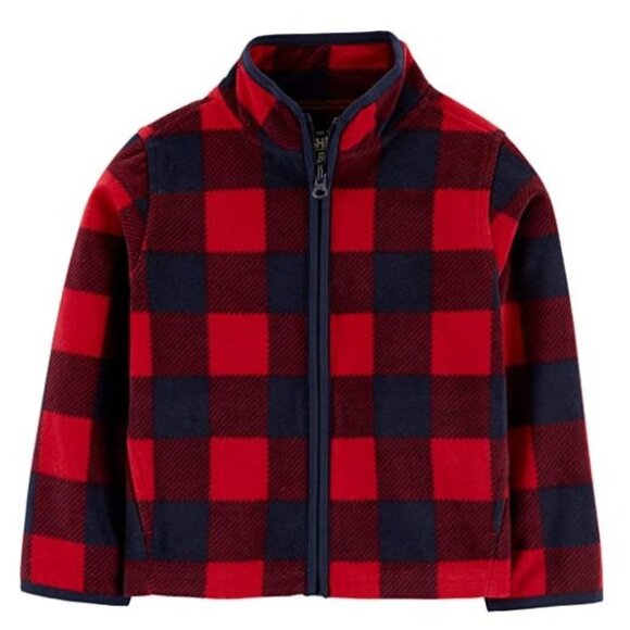 OshKosh B'gosh Other - OshKosh B'gosh Kids Red Buffalo Plaid Fleece Cozie Full Zip-Front Jacket Size 8